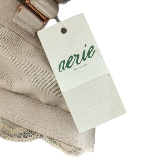 New Aerie Real Power Plunge Push Up New Blooms Lace Bra Cream size 38DD - Picture 4 of 10